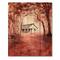 Designart - House In Red Autumn Woods - Cabin & Lodge Print on Natural Pine Wood